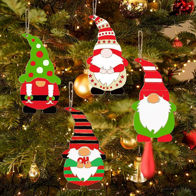 厂家直供圣诞挂饰木质小矮人精灵悬挂装饰品圣诞树DIY绘画涂鸦