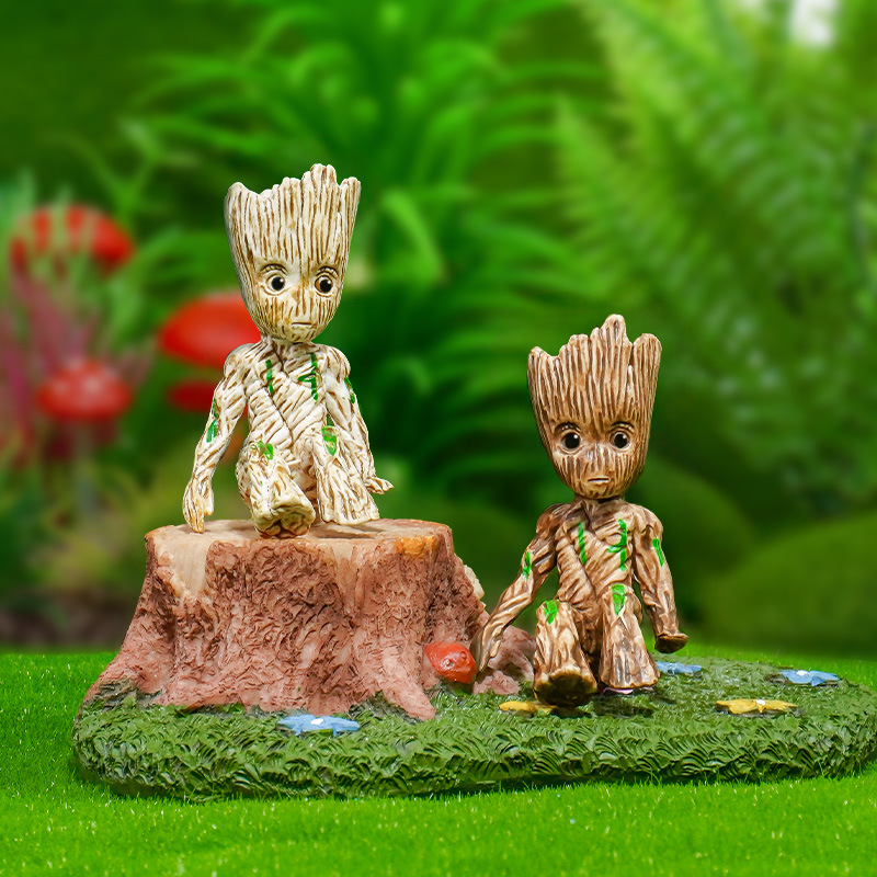 PVC Groot Tree Man en maceta, decoración de madera brasileña, acuario, peceras, artesanías, micro-paisaje, adornos de fondo hundido, berserk