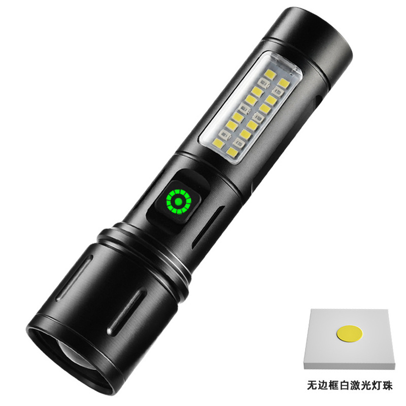 Transfronteriza nueva linterna impermeable al aire libre iluminación multifuncional COB luz lateral de larga resistencia de emergencia de enfoque retráctil