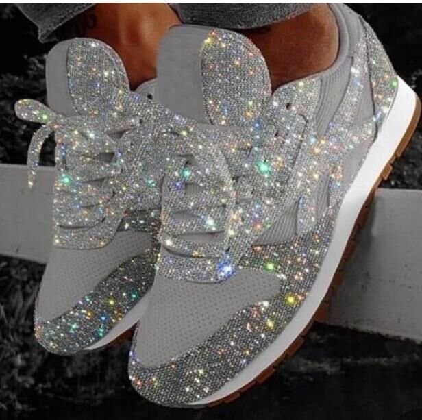 Casual ademende veterschoenen voor dames Glitter_voghion.com