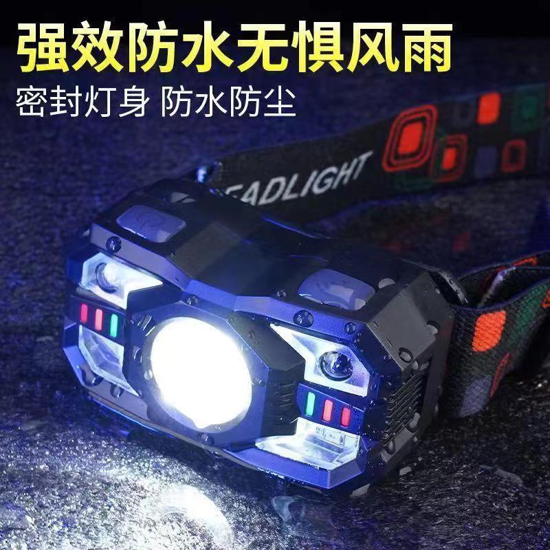夜釣り用誘導ヘッドライト、超軽量ヘッドマウント、超長バッテリー寿命、強力な光充電、超高輝度屋外軽量外国貿易|undefined