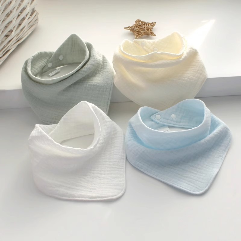 Four-Layer Gauze Triangle Towel Baby Pure Cotton Bib Absorbent Anti-Fouling Crepe Cloth Infant Baby Bib Saliva Towel