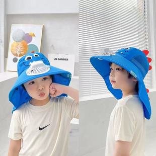 Children's Sun Protection Hat, Outdoor Sun Hat, Boy's Hat, Large Brim with Fan, Summer Cartoon Cute Girl's Sun Hat