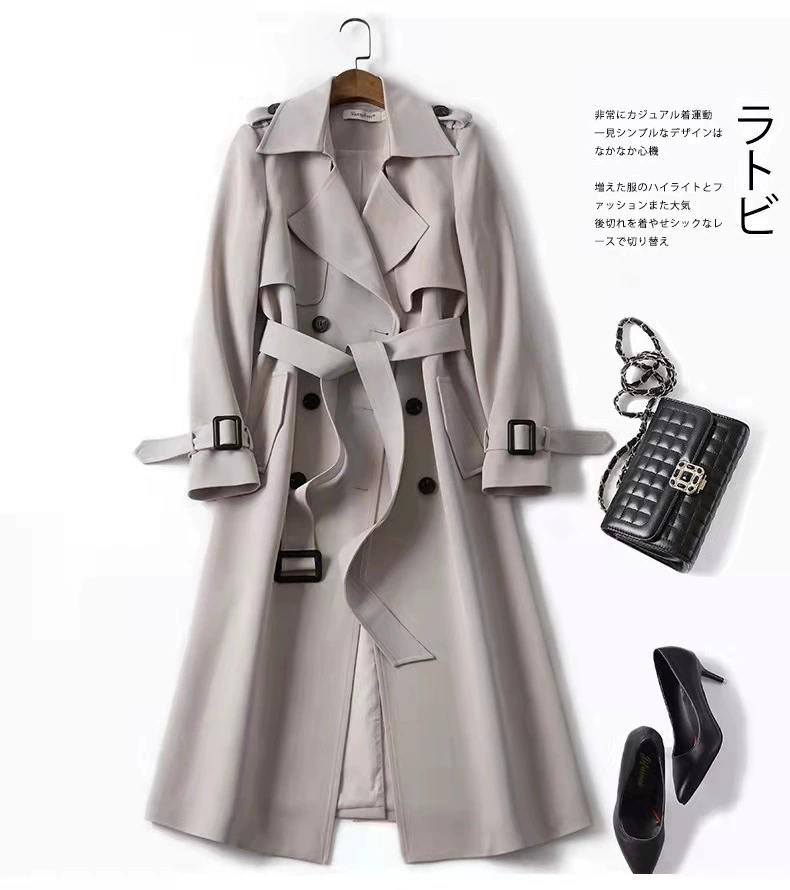 Trench coat Korean style, mid-length autumn coat, plus sizes S–XXXXL, British-inspired look
