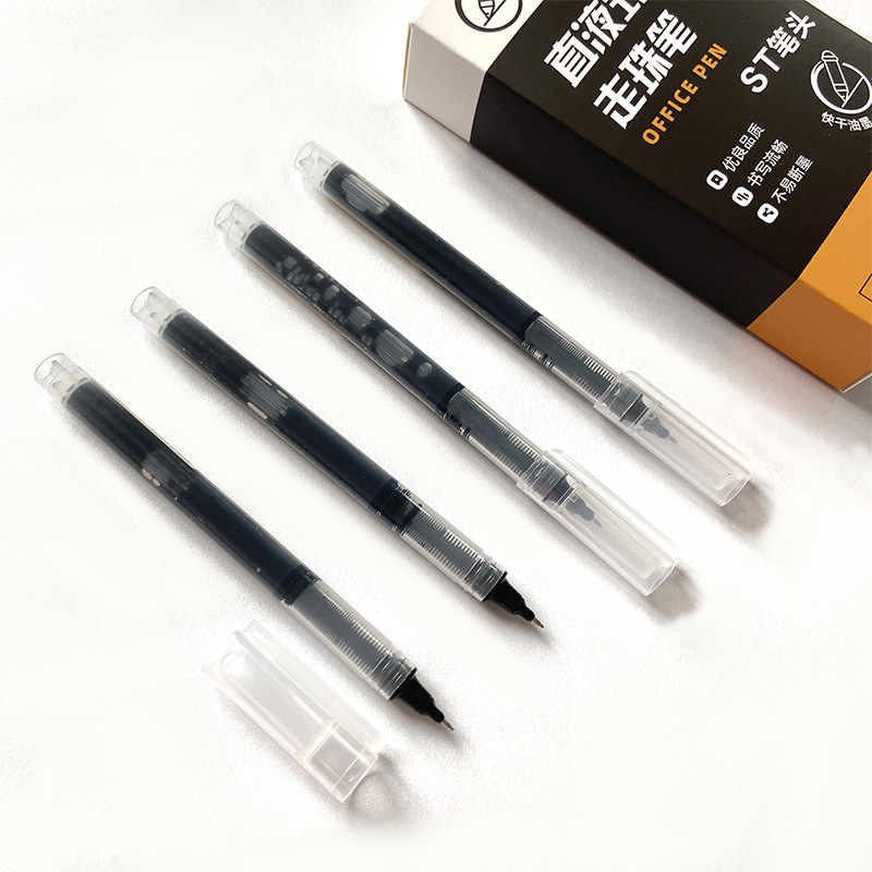 (2개) 학생 문구 속건성 대용량 수성 카본 사인펜 스트레이트 리퀴드 0.5MM 바늘 볼펜 도매