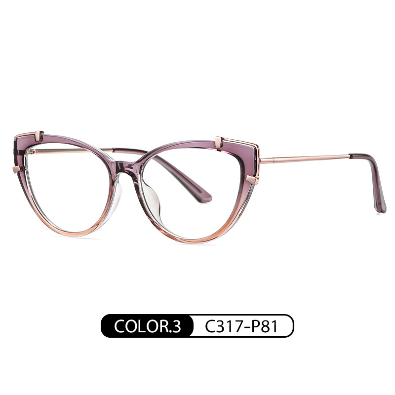 Nuevas gafas de luz anti-azul TJ875 moda europea y americana gafas lisas marco transfronterizo de las mujeres vendedoras calientes ojo de gato gafas lisas