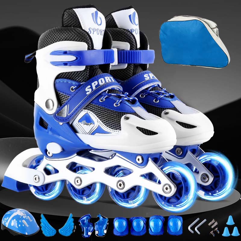 Children's Full Set of Skates, Roller Skates, Roller Skates, Adjustable Children's Men's and Women's Beginners