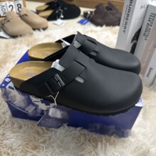 皮面真皮勃肯鞋复古男士包头半拖休闲百搭软木底博肯鞋男女同款