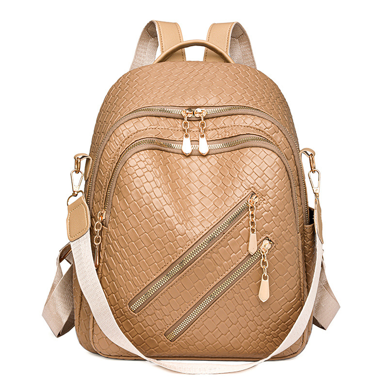 Comercio exterior al por mayor 2024 nueva mochila casual retro para mujer moda tejida viaje urbano mochila de gran capacidad