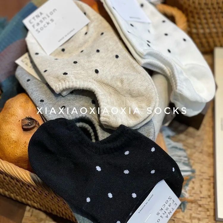 Japanese Style Cute ins Fashionable All-Match Simple Small Wave Dot Socks Summer Thin Women's Shallow Mouth Invisible Boat Socks Short Socks