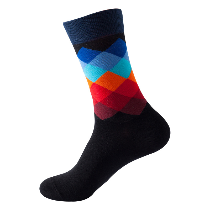 Chaussettes mi-mollet style Ins 2025d pour femme, motif losanges, tendance, unisexes, pour homme_voghion.com