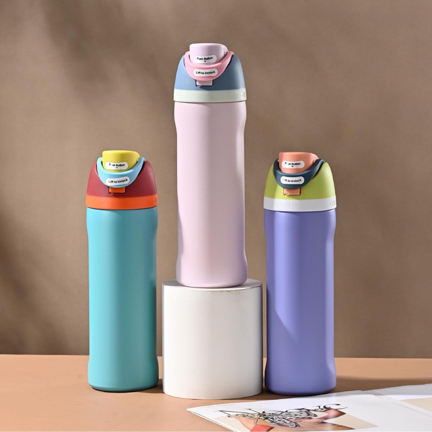 Vaso Aislado de Acero Inoxidable 304 Estilo Owala de Amazon con Asa, Botella de Agua Deportiva, Vaso de Doble Uso, Vaso para Agua, Regalo