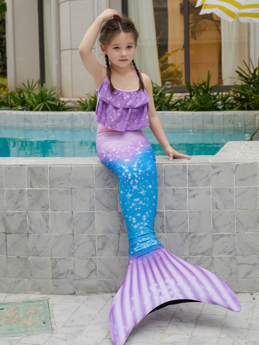 Ropa de sirena para niños de comercio exterior, traje de baño de cola de sirena, vestido de princesa para niñas, traje de baño, traje de rendimiento de secado rápido