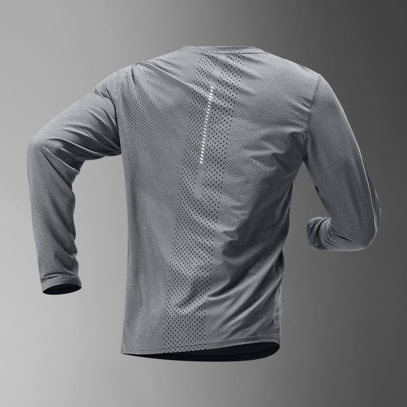 Correr camiseta de manga larga hombre velocidad ropa seca transpirable baloncesto entrenamiento deportivo montañismo sudor absorción camiseta deportiva