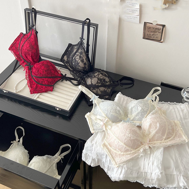 Purely Sexy Lingerie for Women, Medium Padded, Small Bust Enhancing, Comfortable, Wireless, Wedding Atmosphere, Bright Red Bra Set Purely Sexy Lingerie for Women, Medium Padded, Small Bust Enhancing, Comfortable, Wireless, Wedding Atmosphere, Bright Red Bra Set