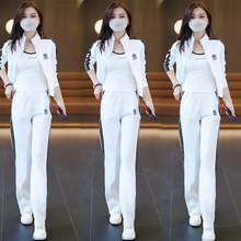 休闲运动服套装女2024年春秋季新款时尚减龄百搭气质阔腿裤两件套