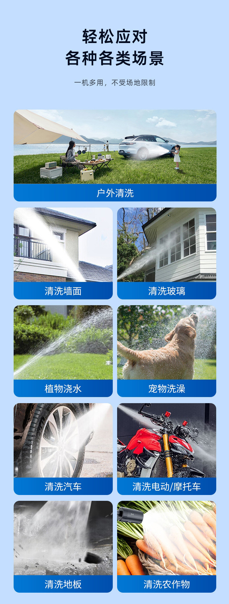 Cross-Border Wireless Car Washing Machine, High-Pressure Water Gun, Household and Car Cleaning Tool, Powerful Lithium Battery Rechargeable Booster Water Gun