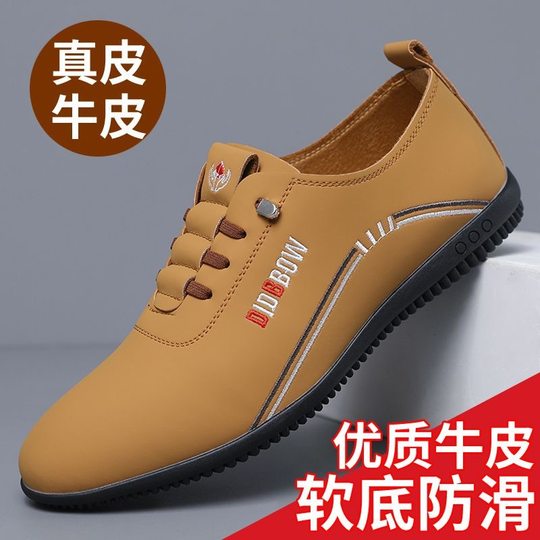 Men's shoes 2024 spring and autumn new soft bottom casual four seasons leather shoes non-slip wear-resistant breathable pedal a generation of hair
