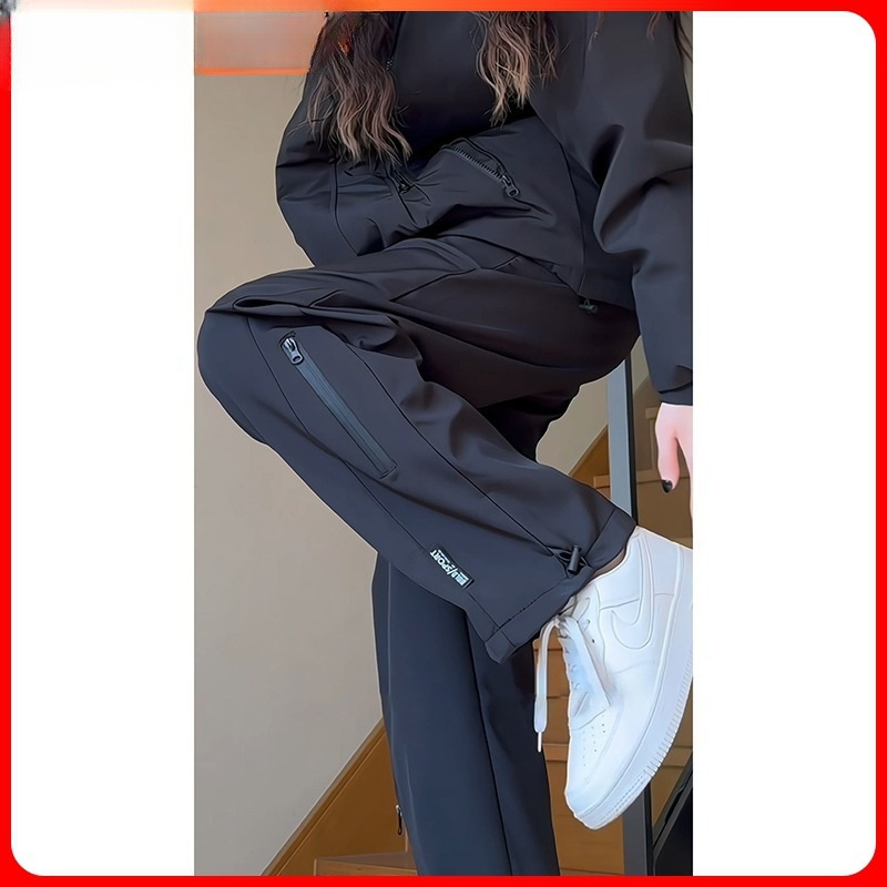 Waterproof Softshell Pants for Men and Women, Functional Cargo Pants, Outdoor Sports Hiking Pants, Quick-Dry, Loose Fit, Elastic Waist, Stylish