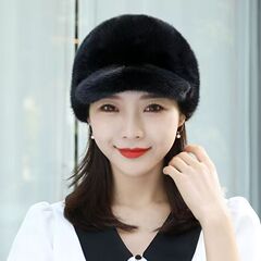 【裏地付き】野球帽風フェイクミンクファー冬用おしゃれミンクフリース帽子男女兼用韓国風万能厚手