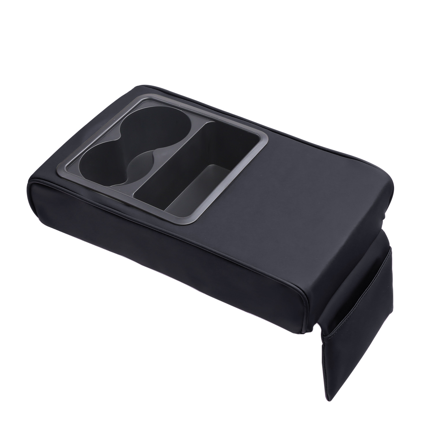 Universal Car Armrest Box Heightening Pad with Cup Holder (Armrest box pad) - classic-black