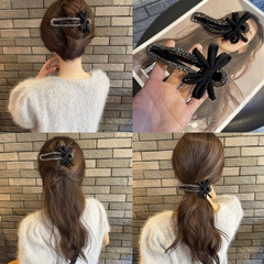 女性の後頭部用の気質のあるダイヤモンドのリボンヘアピン、怠け者のヘアアーティファクト、カモノハシクリップ、ワンラインクリップヘッドドレス