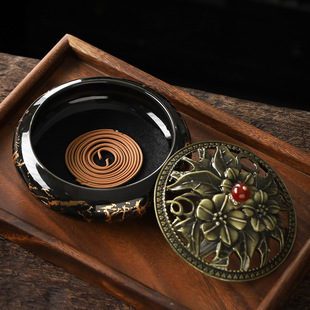Ceramic Large Mosquito Coil Burner Mini Household Incense Burner Agarwood Sandalwood Mosquito Coil Burner Incense Burner Tray Indoor Incense Burner