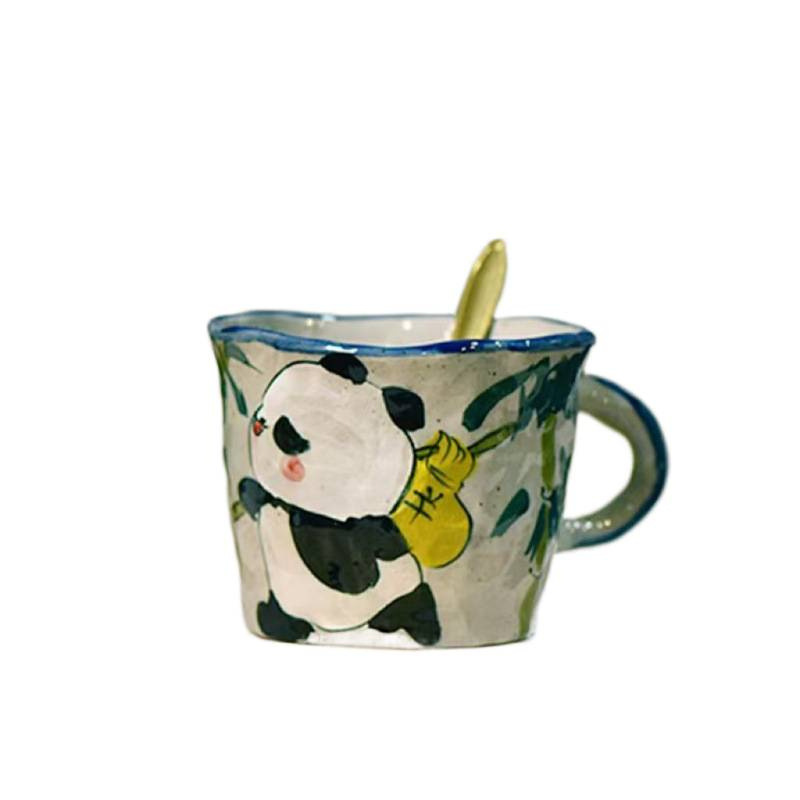 景德镇手绘猫爪情侣马克杯家用早餐咖啡杯釉下彩陶瓷杯可爱猫咪杯|undefined