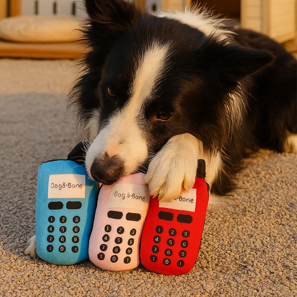Teléfono móvil azul súper suave, juguetes vocales para perros, juguetes interactivos de entrenamiento, juguetes para morder y morder, juguetes divertidos para gatos
