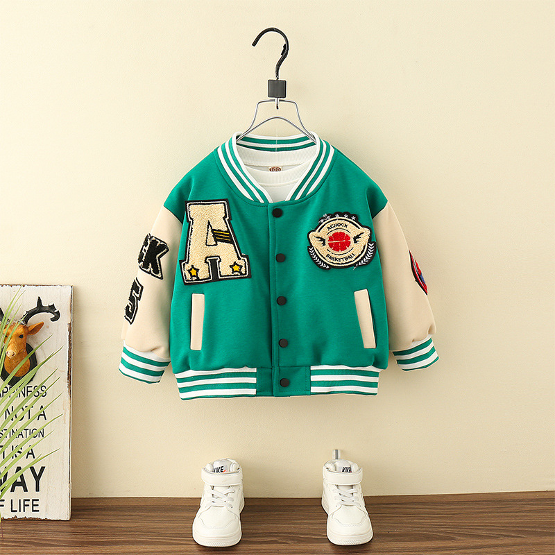 Boys' A-line Labeled Baseball Jersey 2024 Spring and Autumn New Korean Edition Children's Fashion Brand Coat Baby_voghion.com