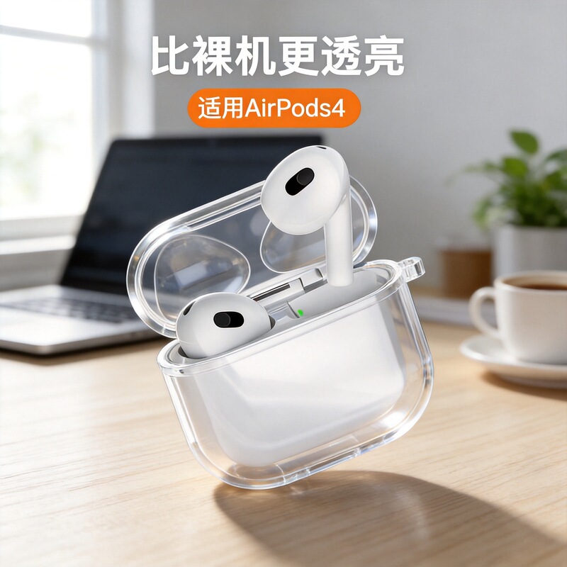 Portable Active Noise-Cancelling Wireless Airpods4 Protective Case Suitable for All-Inclusive Apple Storage Box Charging Compartment Earphone Case