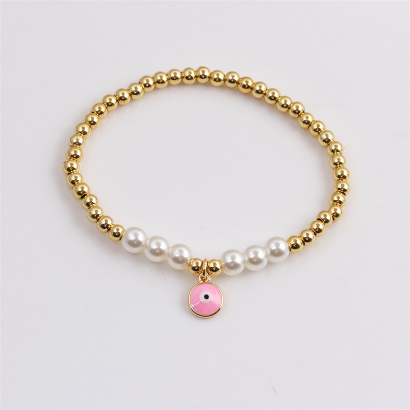Korean copper-plated real gold dripping oil devilu0027s eye beads bracelet wholesale Nihaojewelry