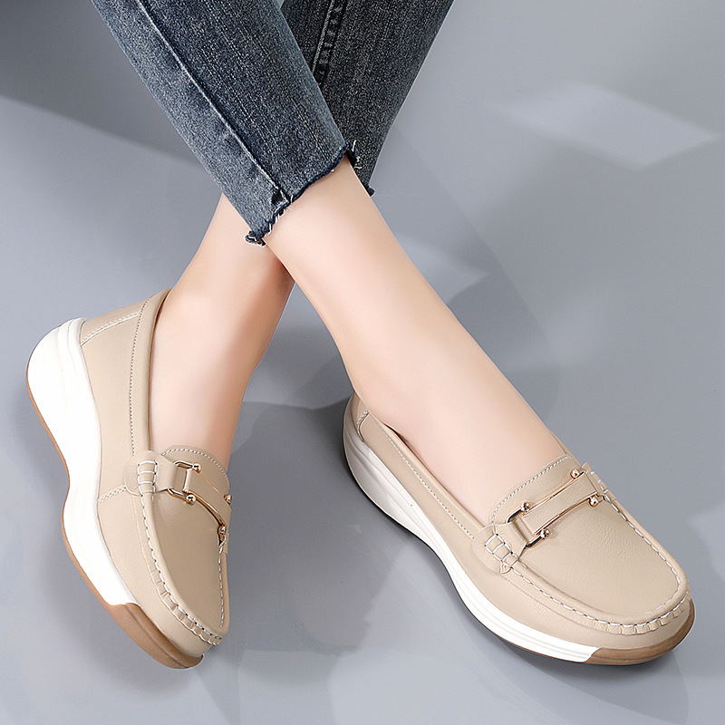 Autumn Thick-soled Large-size Mom Shoes, Cross-border Wedge Casual Women's Shoes With Metal Buckle, Platform Non-slip_vogvips.com