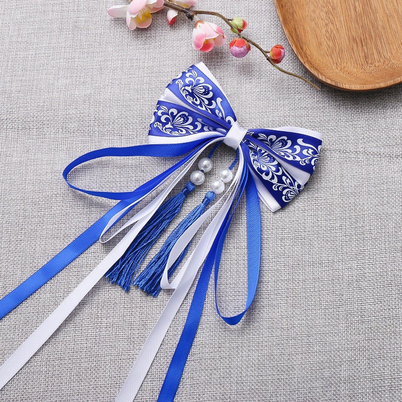 FJ100-1# royal blue double layer bow hair clip
