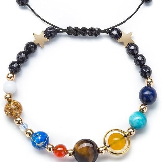 Universe, Galaxy, Solar System, Eight Planets Bracelet, Guardian of the Starry Sky, Agate Stone Beads, Universe, Galaxy