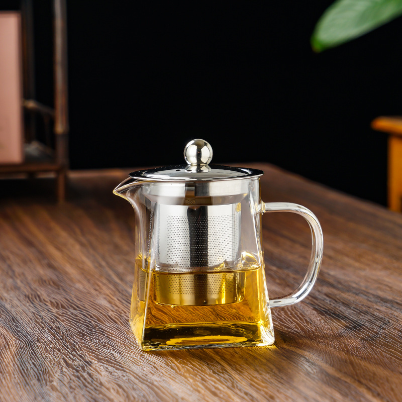 Tetera de Vidrio de Borosilicato Resistente al Calor y Artesanal para Hogar, Oficina y Sala de Té