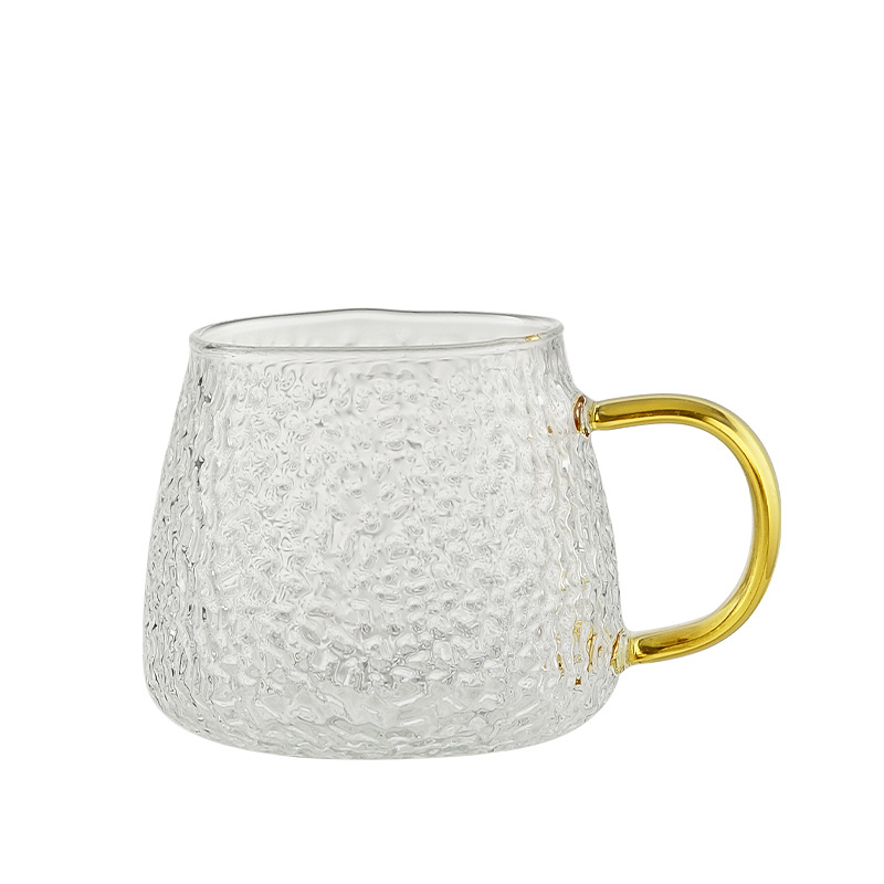 Taza de té de vidrio, taza de té resistente al calor, taza de martillo, taza de agua de oficina gruesa, taza de té resistente a altas temperaturas, taza de silicona alta