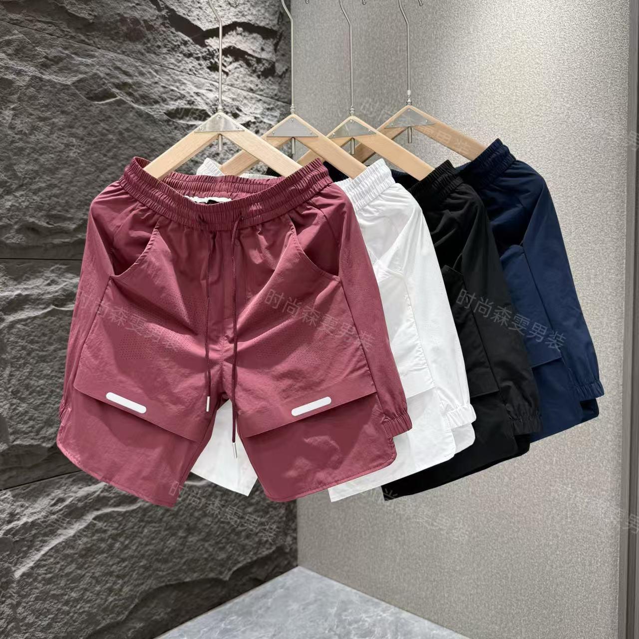 New Summer Style Mesh Breathable Quick-Drying Casual Shorts for Men, High-End Trendy Loose Fit Versatile Ice Silk Sports Capri Pants