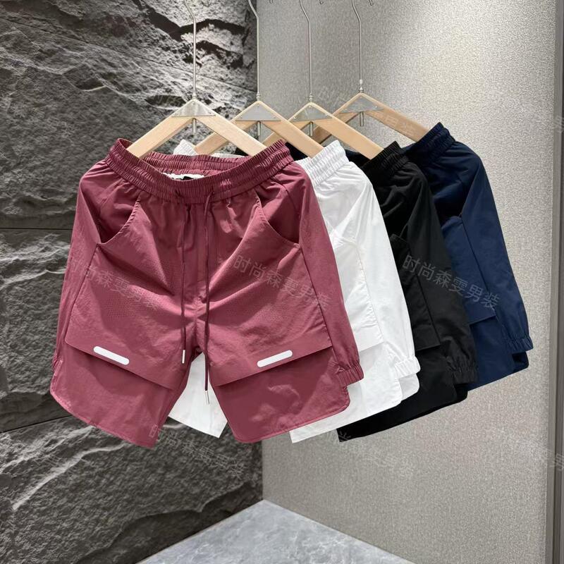 Summer New Mesh Breathable Quick-Drying Casual Shorts Men's High-End Trendy Loose and Versatile Ice Silk Sports Pants