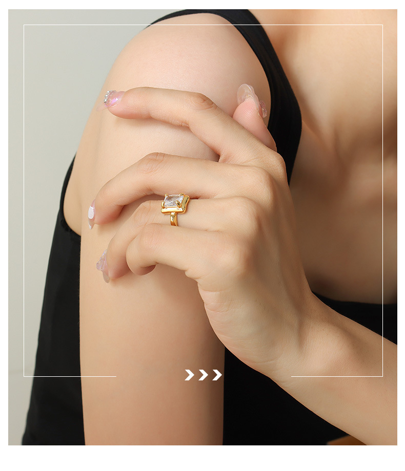 Simple Style Lingge Copper Open Ring Plating Rhinestones Copper Rings