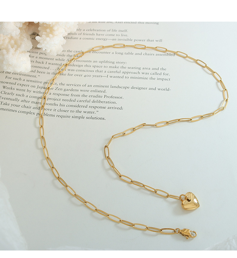 Fashion Heart Shape Titanium Steel Plating Necklace