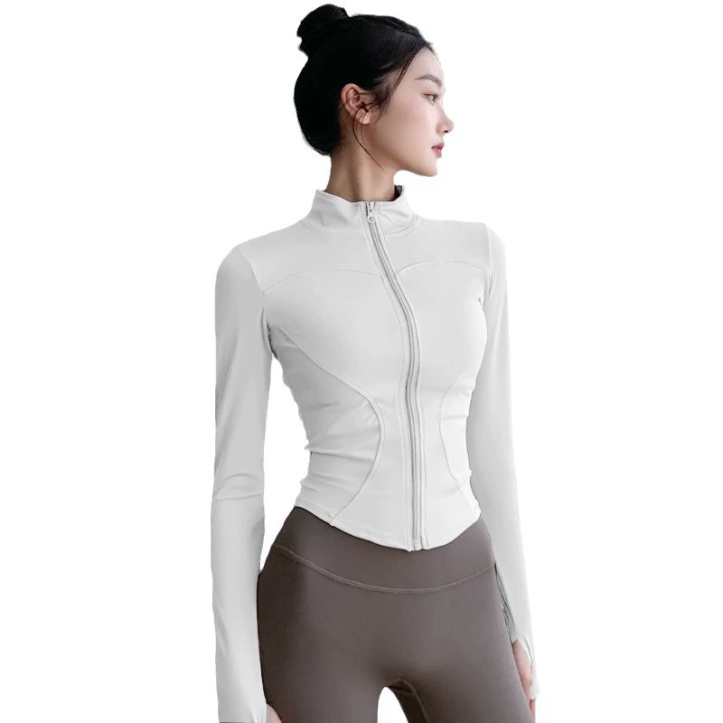 Sun-Protection Short Yoga Top, Slim Fit, Stand Collar, UPF 50+, Travel-Silk Feel