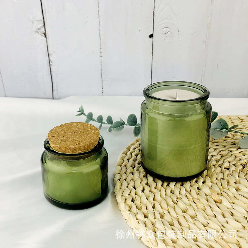 Gran vidrio verde fragrante fragancia vela taza de almacenamiento 100ml atmósfera romántica transparente