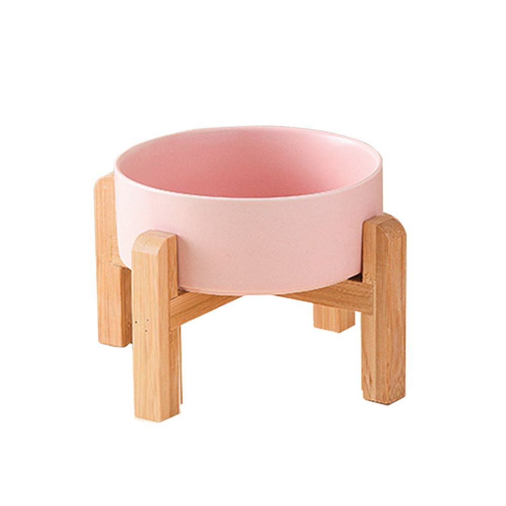 Tazón para perros de Amazon transfronterizo Tazón de arroz de mármol para gatos Marco de madera de bambú de patas altas Tazón para beber Tazón para comida para gatos Tazón para gatos Cerámica