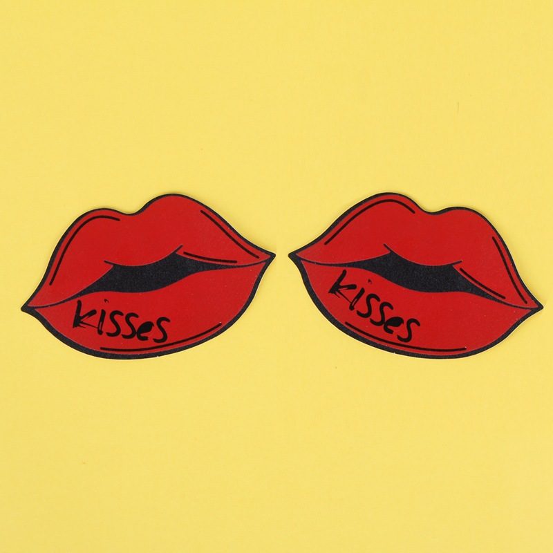 Interés transfronterizo ropa interior mujer pecho desechable color de tela de leche impresión labial roja Muah sexy pezón anti-luz