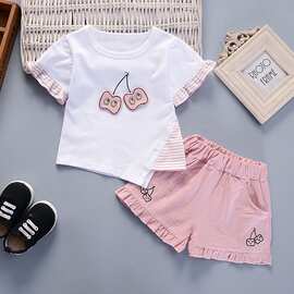 女童1夏装0女宝宝夏天短袖衣服2洋气3岁女婴幼儿童装夏季时尚套装