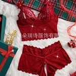 2024新款欧美性感情趣内衣套装 激情开裆露乳免脱款 情趣两件套女