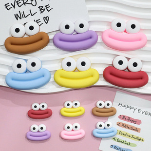 Big Small size cartoon sausage mouth eyes charger protective cover plush toy hairpin phone case diy accessories