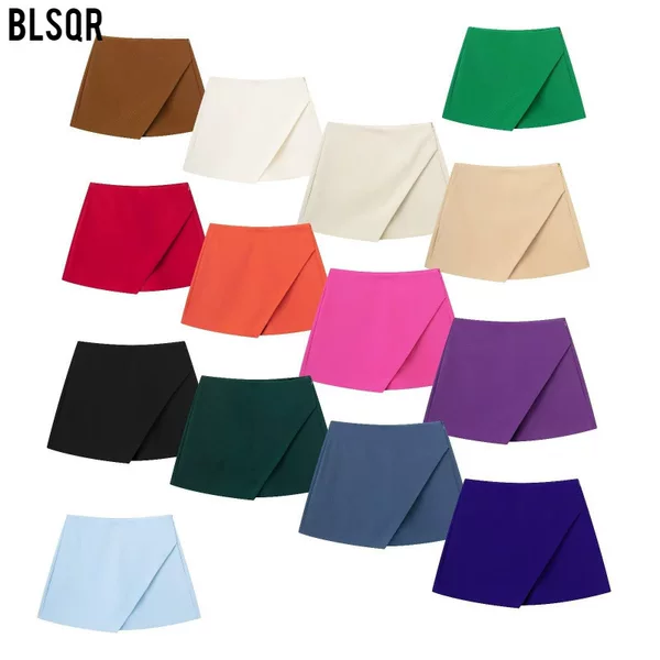 Wholesale Cross-Border Export 2025 Spring and Summer New Women's High-Waisted Asymmetrical Fashion Culottes A67214 Slimming Look