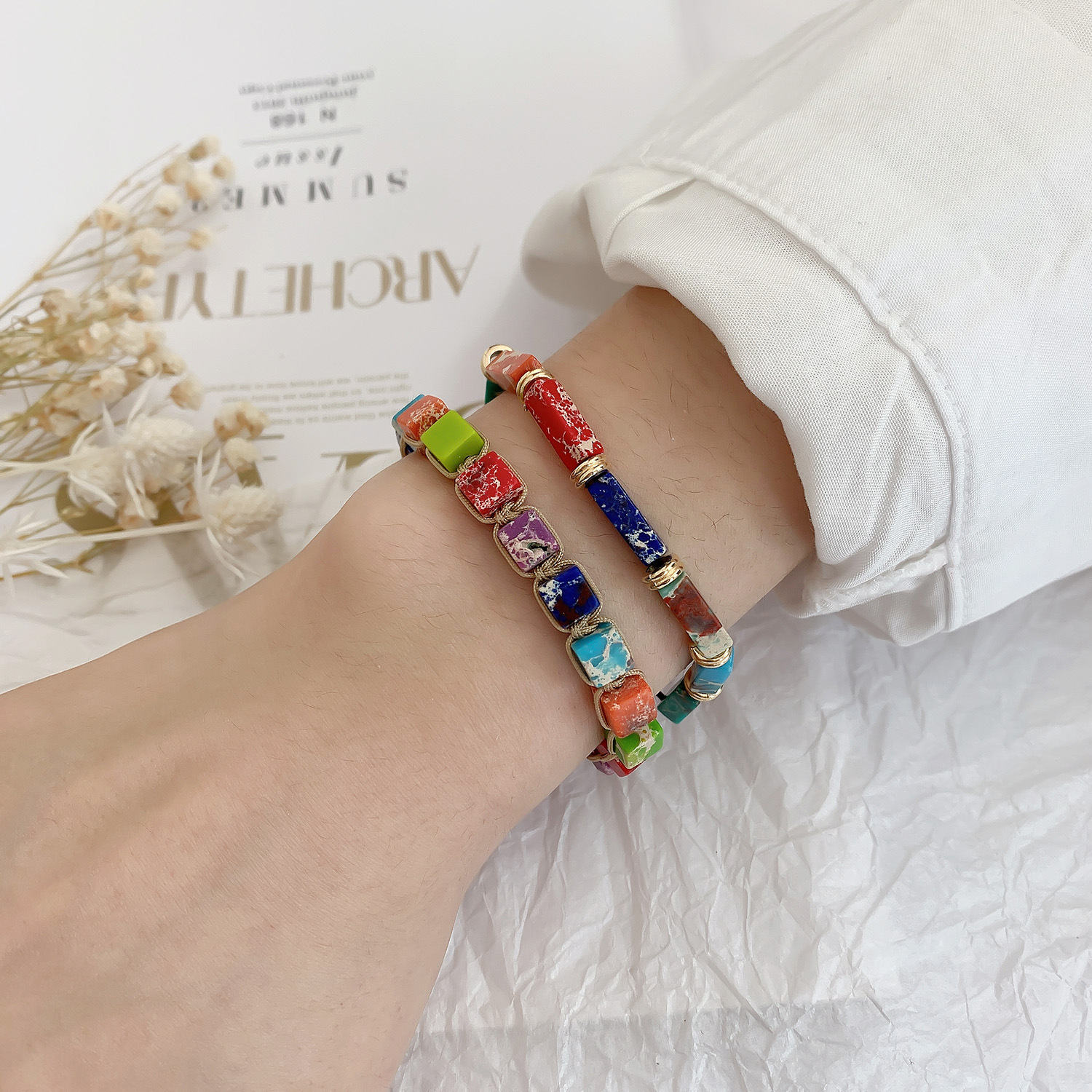 Fashion Geometric Mixed materials Knitting Bracelets